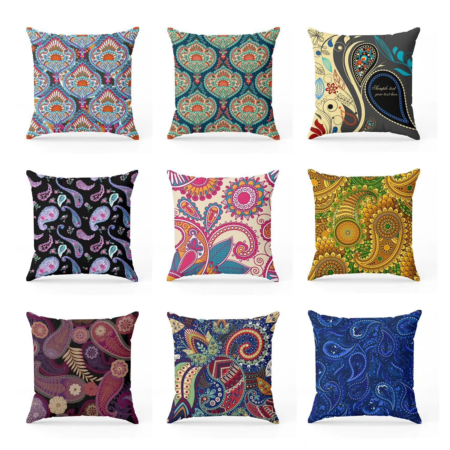 佩兹利涡旋纹抱枕套客厅沙发靠垫复古花纹民宿卧室靠枕套不含芯