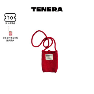 TENERA配件系列单肩斜挎手机包复古毛线针织包包红色氛围感手拎包