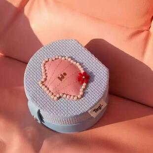 tagi圆圆双层首饰盒钉珠想象星星小花贝壳鼓鼓珍珠圆收纳盒