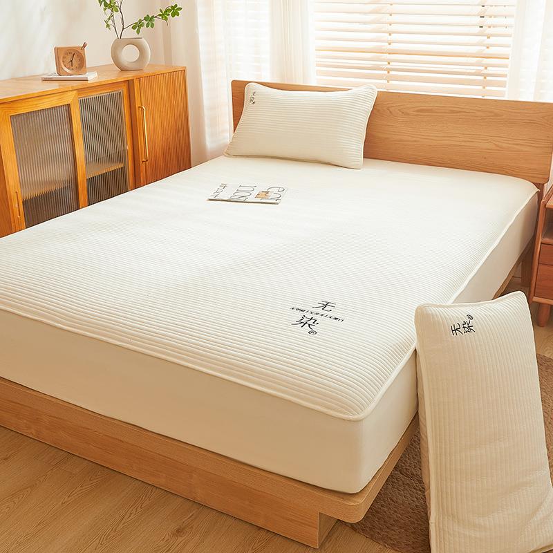 2024新款大豆纤维夹棉床笠单件秋冬床垫保护罩防尘床套三件套防螨