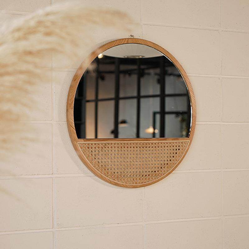 北欧化妆镜简约装饰镜客厅挂墙家用网红梳妆镜卧室藤编镜子挂壁,纺织面料/辅料/配套,纺织机械配件,淘宝优惠券,粉丝福利购,淘宝优惠卷