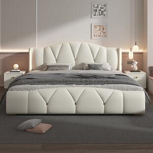 带灯真皮床意式主卧床轻奢豪华时尚结婚床储物网红大床