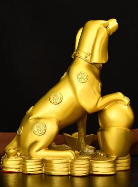 纯黄铜狗摆件西北缺角生肖狗补角坐地生财家居客厅看门狗工艺品