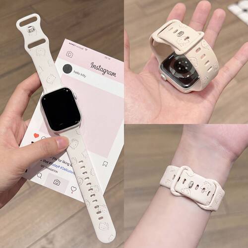 星光适用苹果iWatch S11/S10KT猫硅胶手表表带S9腕带S8卡通印花s7