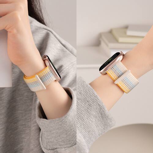 适用Applewatch11尼龙表带s10官方se3苹果手表魔术贴编织运动