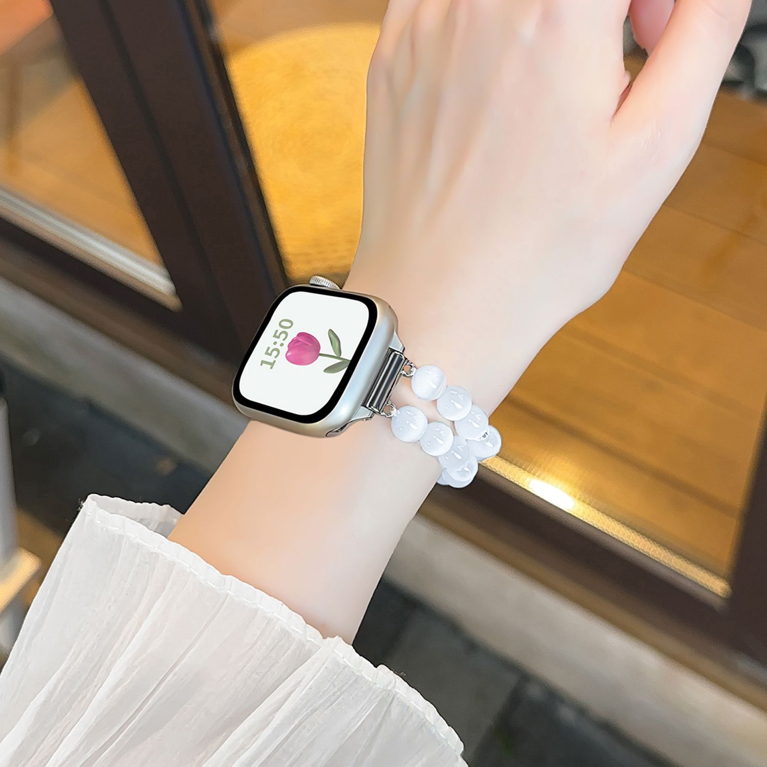 水晶链猫眼石适用oppowatch3/X/2/3pro/4pro手表表带新款男女夏se