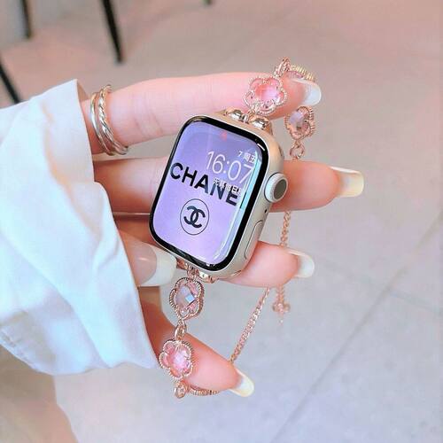 苹果iwatchs11表带粉色小香风新款applewatch10987se金属高级女款
