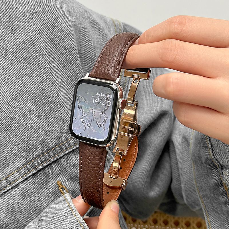 适用苹果手表Applewatchs10/11表带蝴蝶扣金属智能iwatch9/8腕带7