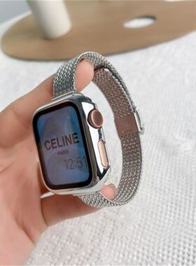 适用Apple watch7表带苹果手表8代iwatch654321se金属表带链式细