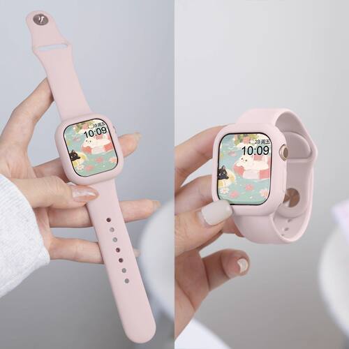 适用Applewatch表带11苹果S10手表iwatch运动9硅胶高级感女款秋冬