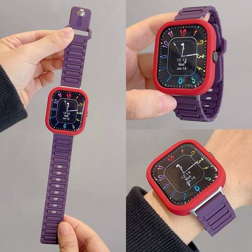 适用华为fit4秋冬手表带Fit4pro竹节硅胶反扣腕带搭硅胶软壳Fit3