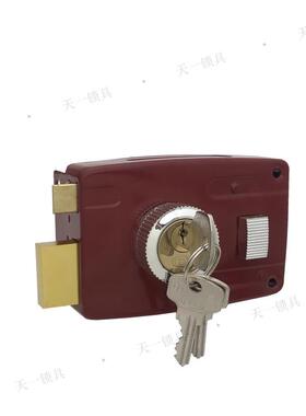 红色老式铁门锁 101门锁 双舌外装门锁 老式木门锁 大门锁 铁链锁