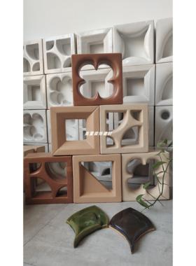 手工砖块白色陶瓷艺术窗花镂空砖隔断玄关园林墙砖绿色复古瓷砖