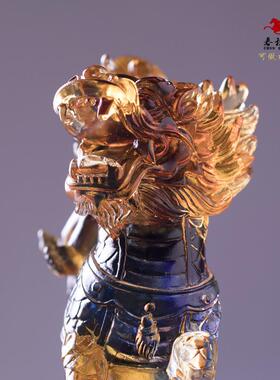 琉璃送子麒麟摆件金童玉女家居装饰品结婚礼物特色工艺品古法制作