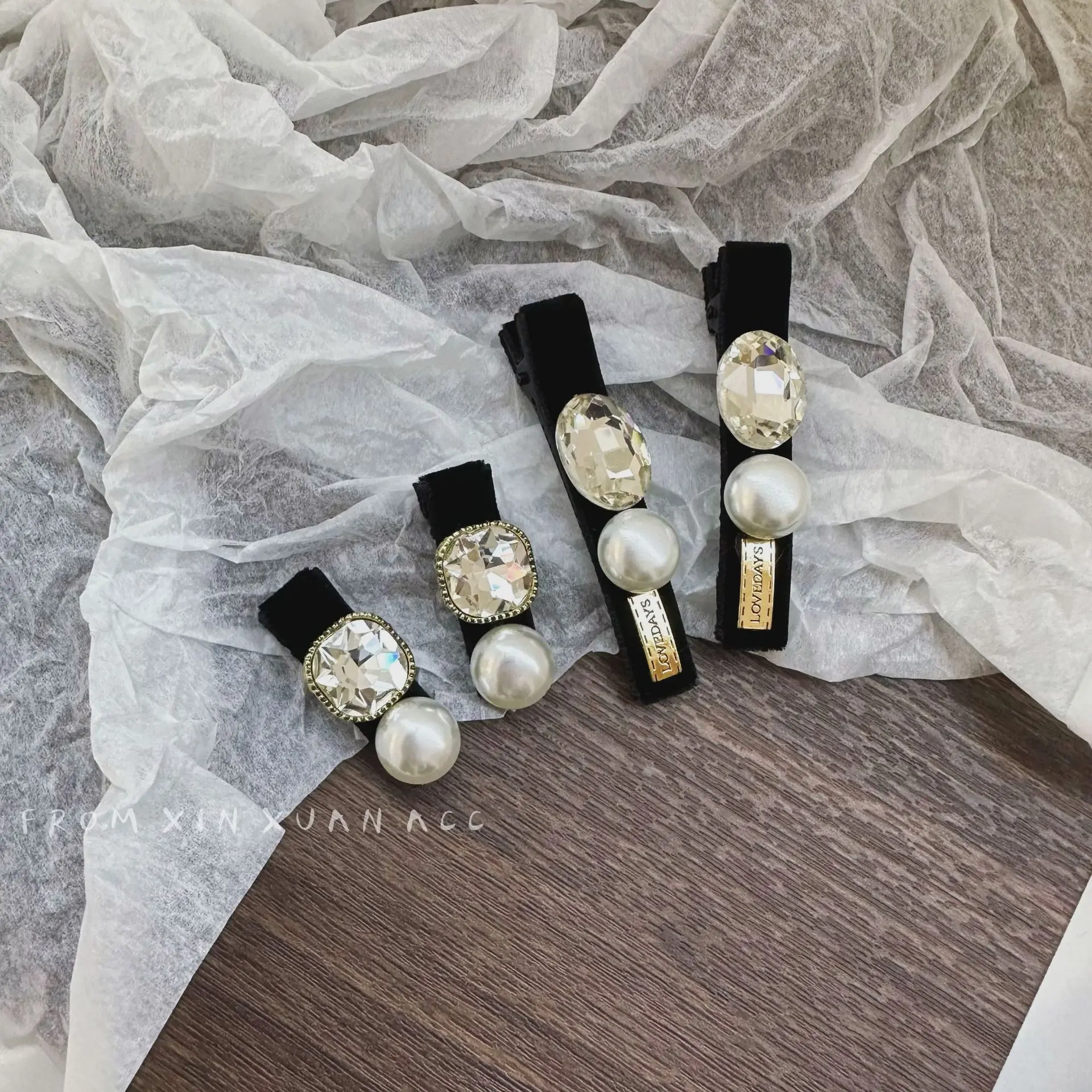 法式轻奢气质百搭珍珠水钻刘海夹2022新款法式复古高端一字发夹