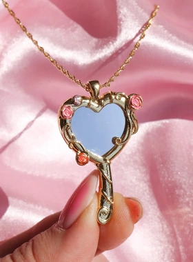 魔法镜子多巴胺真镜片项链相框项链可爱ins风项保色