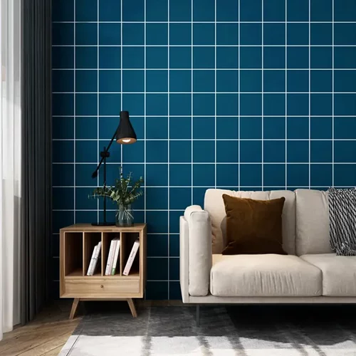 北欧网红彩色格子pv防水墙纸客厅卧室屋学生宿舍壁纸