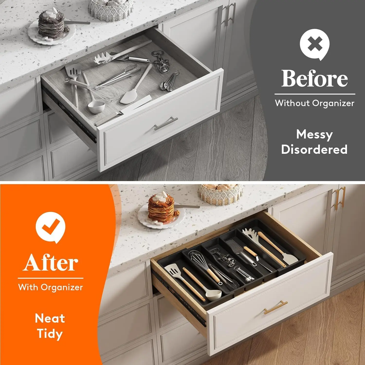 expable utensil tray 扩展餐具收纳盒家用伸缩收纳盘