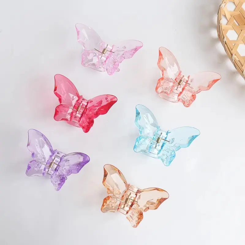 超仙炫彩水晶蝶夏发夹仙气发抓马尾夹后脑勺抓夹头饰