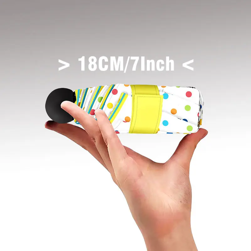 五折雨伞简约波点小巧太阳伞遮阳黑胶防晒折叠口袋伞