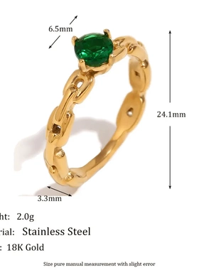 欧美ins时尚气质小众复古设计款手饰不锈钢镀18k金链条戒指女