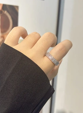 2025新款轻奢高级感锆石戒指女小众设计时尚个性食指戒开口可调节