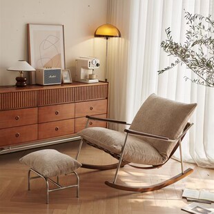 菲卡休闲沙发摇椅设计师躺椅客厅现代轻奢可拆洗软包单.人摇摇椅