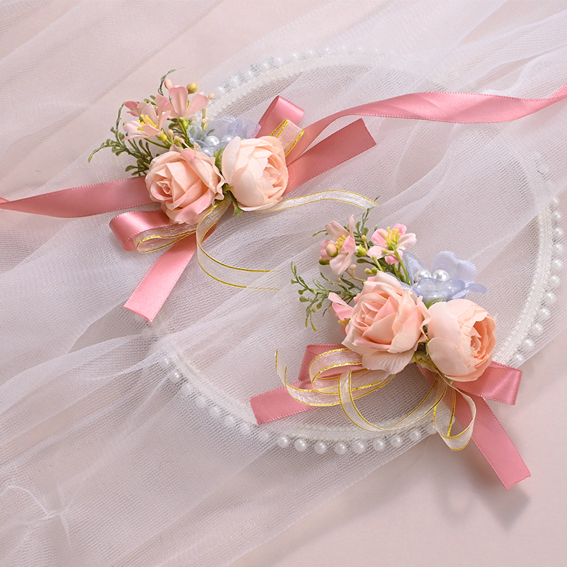 韩式婚礼新郎新娘伴郎伴娘高级简约胸花父亲母亲全套仿真襟花胸针