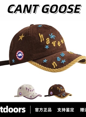 CANTGOOSE鹅立体星星字母刺绣棒球帽复古百搭鸭舌帽大头围宽帽子