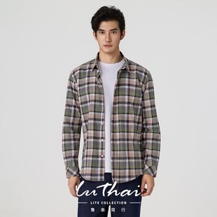 【鲁泰纺织格纹衬衫】商务休闲男法兰绒纯棉经典格子长袖衬衣秋冬