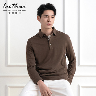 百搭 复古长袖 上市公司鲁泰简行商务休闲男士 桑蚕丝羊绒微绒POLO衫