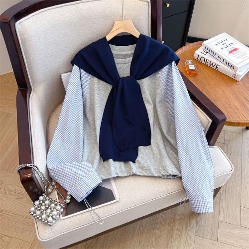 推荐韩里韩气格子插肩袖正