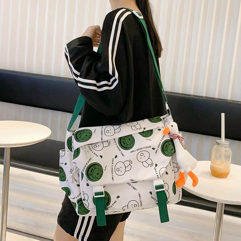 新品斜挎包可爱少女中学生小学生补课包手提袋补习大学生单肩包帆