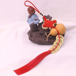 好货纯铜五帝钱铜葫芦挂件 五帝六帝开口葫芦中国结流苏挂饰汽车