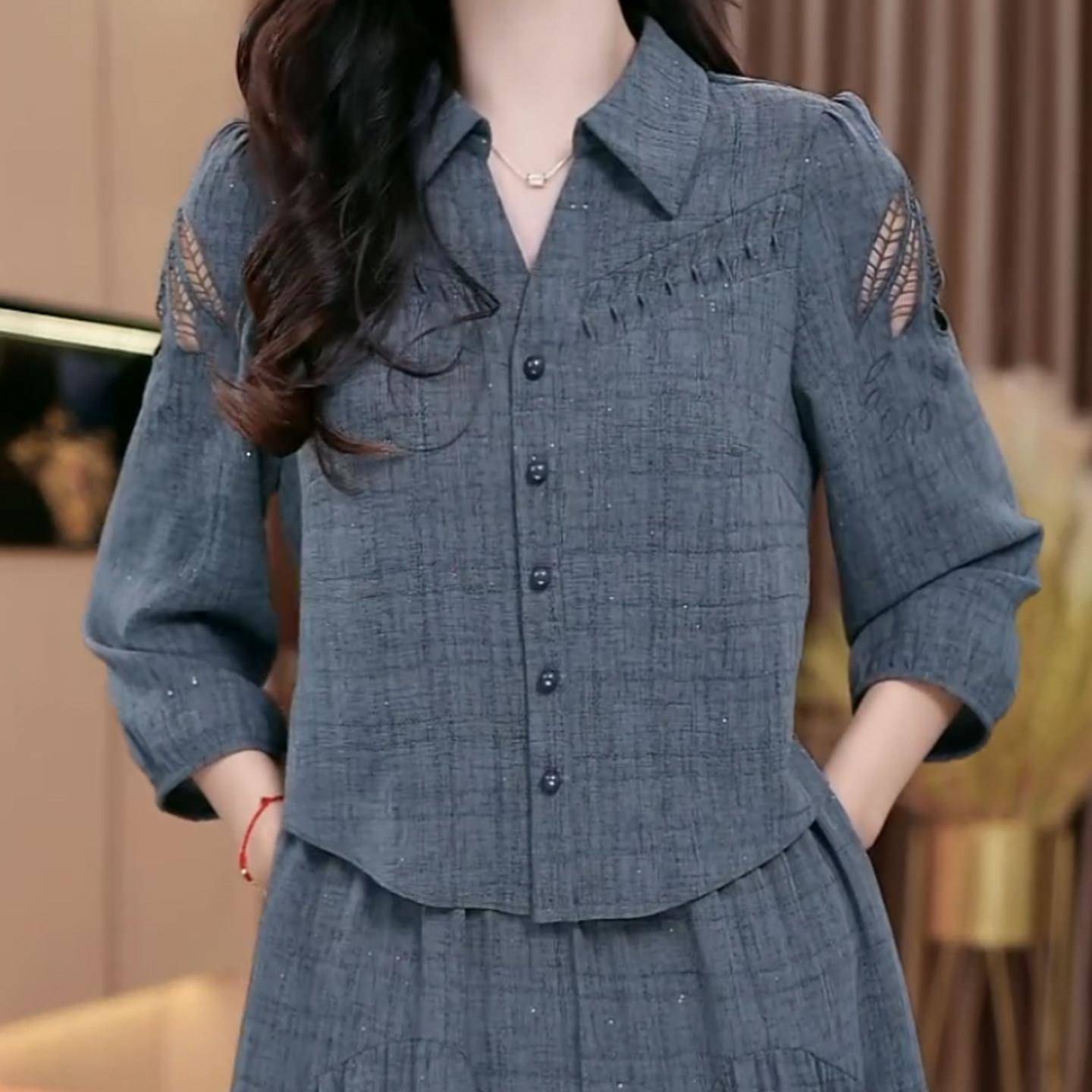 推荐气质假两件连衣裙女2026年秋季新款中年妈妈装收腰显瘦遮肉长
