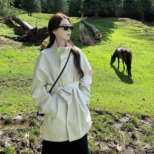 新品白色风衣外套女小个子2025秋季新款韩系高级感英伦风短款冲锋