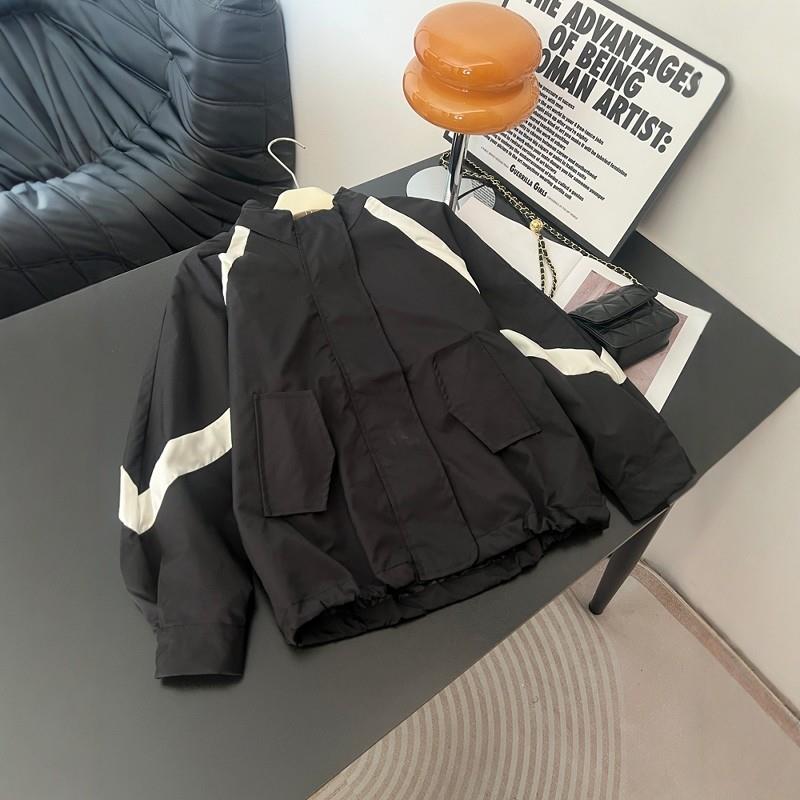推荐大码韩版宽松黑白冲锋衣外套女2025秋季新款胖MM运动休闲夹克