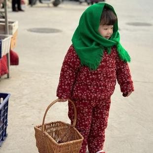 农村干活戴的头巾东北大花围巾女村姑包头表演出农村老式拍照妈妈