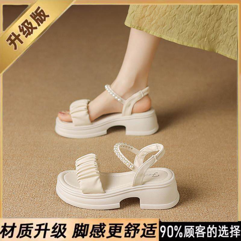 新品配裙子精致凉鞋女士夏季2026新款孕妇外穿高级感34码厚底罗马