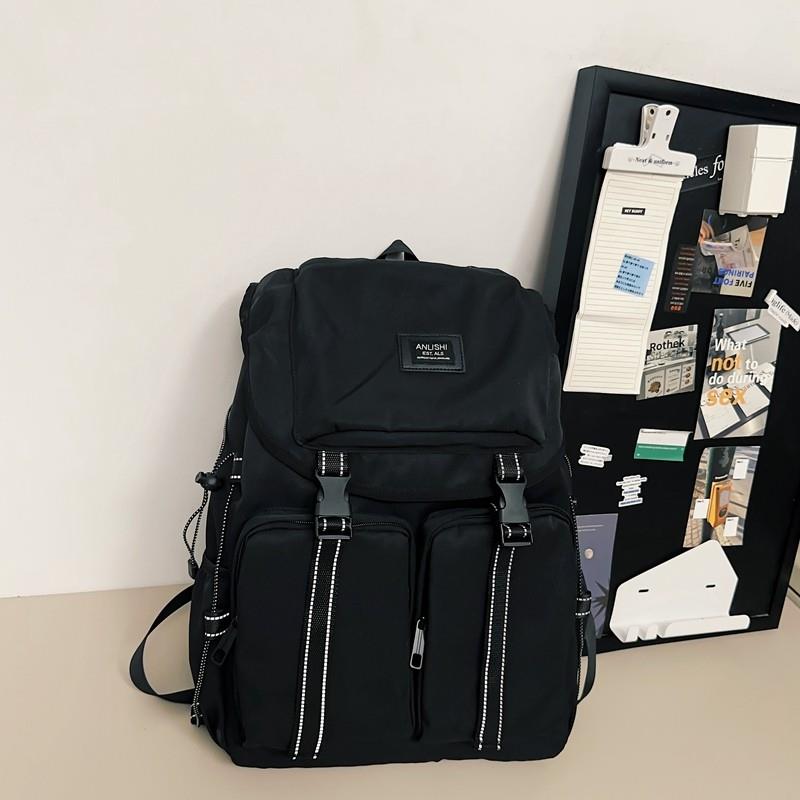 推荐2025新款中学生书包简约中性款背包大学生休闲登山包电脑双肩
