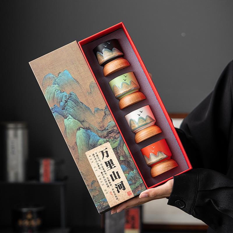 手绘茶杯中式陶瓷主人杯单