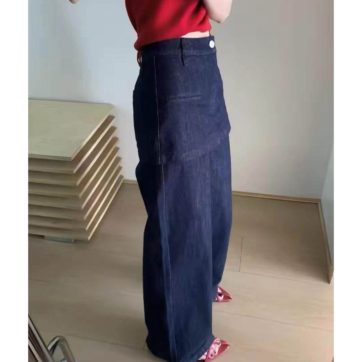 推荐深圳南油2026春款新款韩版高腰显瘦直筒休闲屁帘裤女阔腿拖地