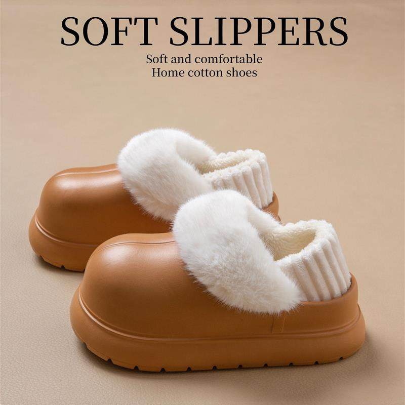 防水棉拖鞋女款秋冬季包跟厚底防滑可拆卸加厚保暖棉拖女外穿