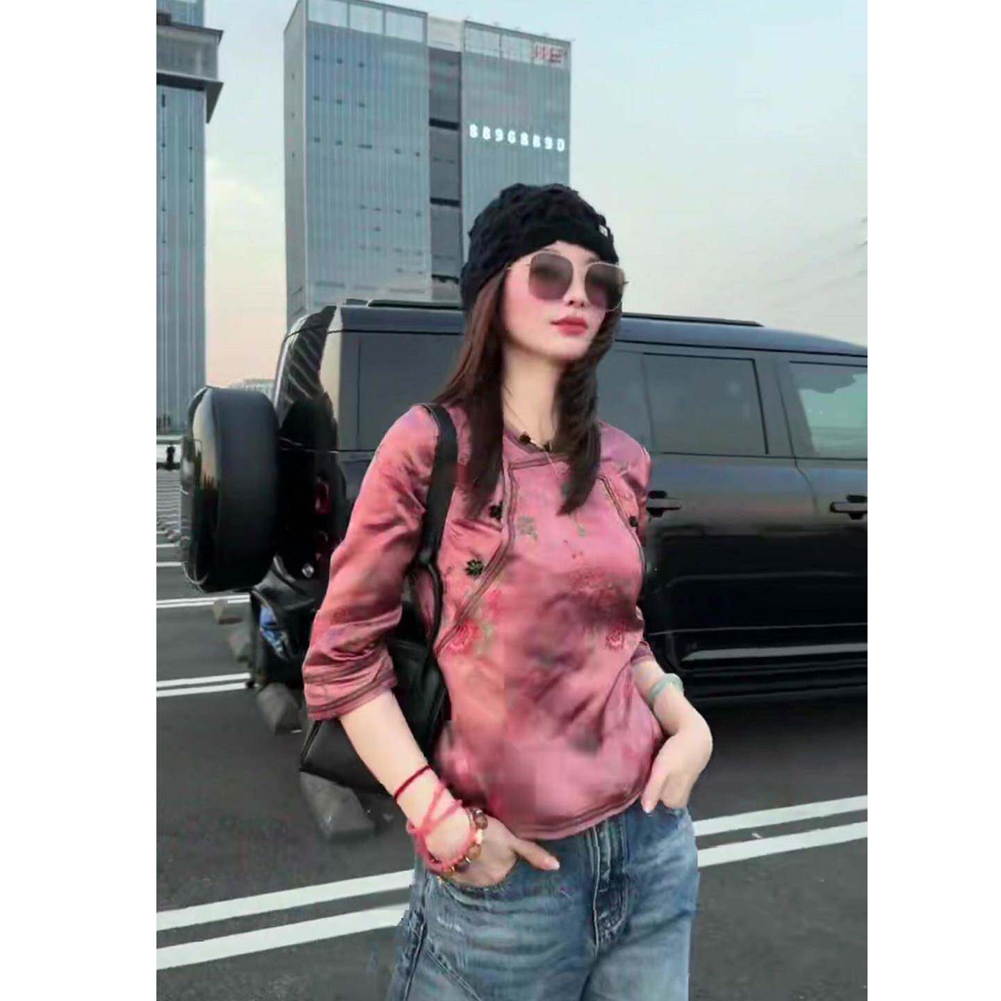 推荐2026新中式圆领盘扣七分袖衬衫女秋季新款禅意风精致躺着小衫