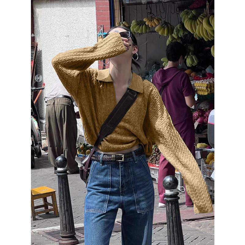 推荐慵懒老钱风v领麻花套