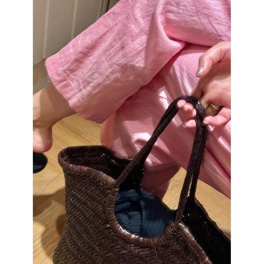 推荐文艺复古风棉麻粉色休闲直筒长裤女式松紧腰显瘦百搭垂感阔腿