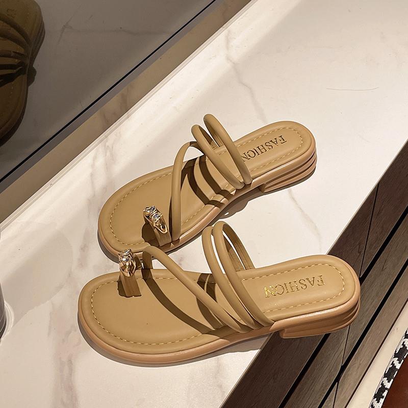 新品高级感套趾平底凉拖鞋