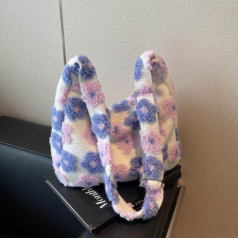 推荐秋冬毛绒绒包包女大容量2025新款休闲单肩通勤包学生斜挎包毛