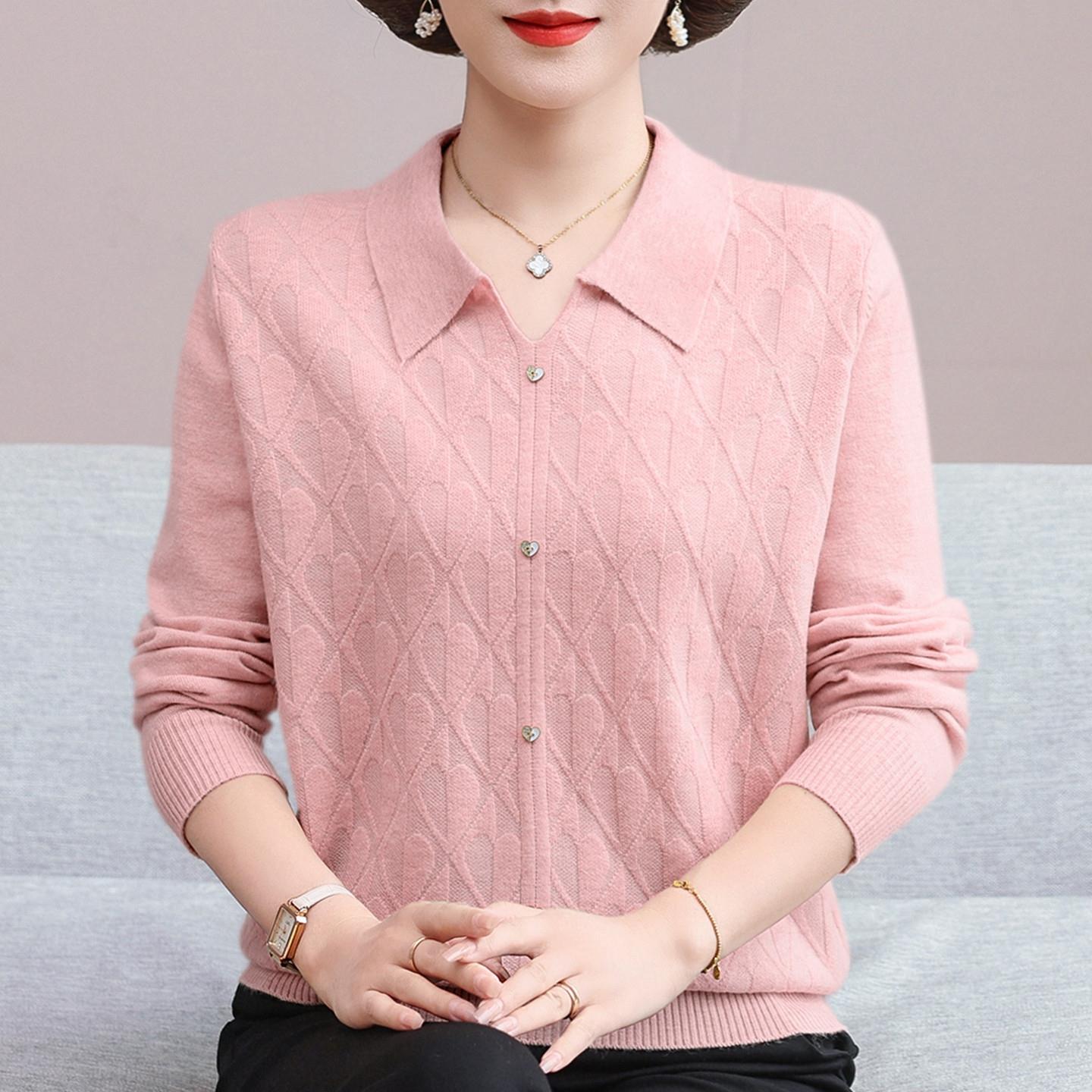 新品妈妈初秋洋气针织上衣2025新款中年女大码毛衣小衫春秋时尚打