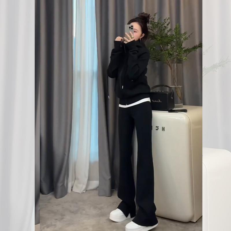 新品大码欧货运动服套装女春秋胖mm2-300斤时尚洋气显瘦阔腿裤两